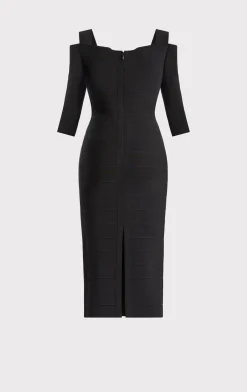 Dresses-Hervé Léger ICON NOTCHED BATEAU MIDI BLACK