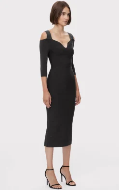 Dresses-Hervé Léger ICON NOTCHED BATEAU MIDI BLACK