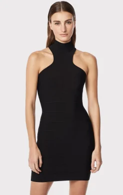 Dresses-Hervé Léger ICON RACER MINI DRESS BLACK