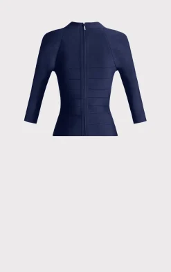 Separates|Tops-Hervé Léger ICON SQUARE NECK TOP CLASSIC BLUE