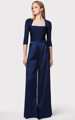 Separates|Tops-Hervé Léger ICON SQUARE NECK TOP CLASSIC BLUE