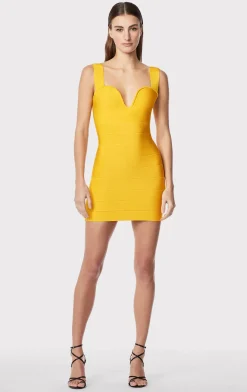 Dresses-Hervé Léger ICON STRAPPY SWEETHEART MINI DRESS GOLDEN
