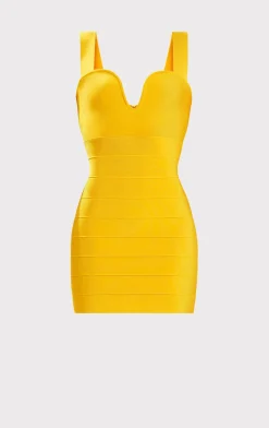 Dresses-Hervé Léger ICON STRAPPY SWEETHEART MINI DRESS GOLDEN