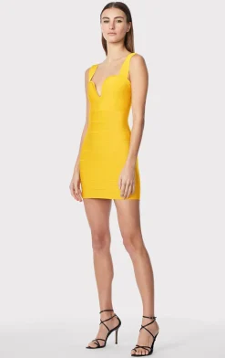 Dresses-Hervé Léger ICON STRAPPY SWEETHEART MINI DRESS GOLDEN