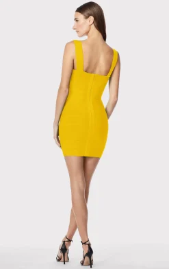 Dresses-Hervé Léger ICON STRAPPY SWEETHEART MINI DRESS GOLDEN