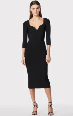 Dresses-Hervé Léger ICON SWEETHEART MIDI DRESS BLACK