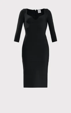 Dresses-Hervé Léger ICON SWEETHEART MIDI DRESS BLACK