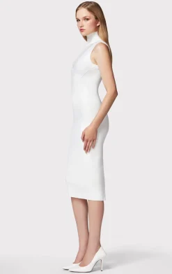 Dresses-Hervé Léger MIXED POINTELLE MIDI DRESS ALABASTER