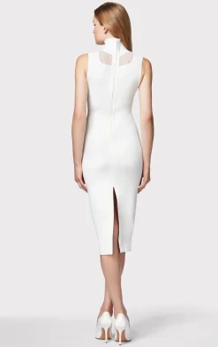 Dresses-Hervé Léger MIXED POINTELLE MIDI DRESS ALABASTER