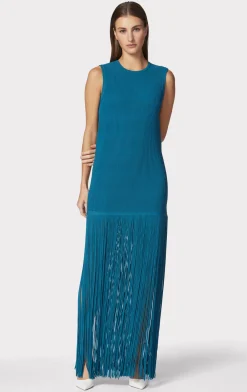 Dresses|Gowns-Hervé Léger OTTOMAN SHADOW STRIPE FRINGE GOWN TIDAL WAVE