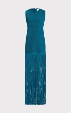 Dresses|Gowns-Hervé Léger OTTOMAN SHADOW STRIPE FRINGE GOWN TIDAL WAVE