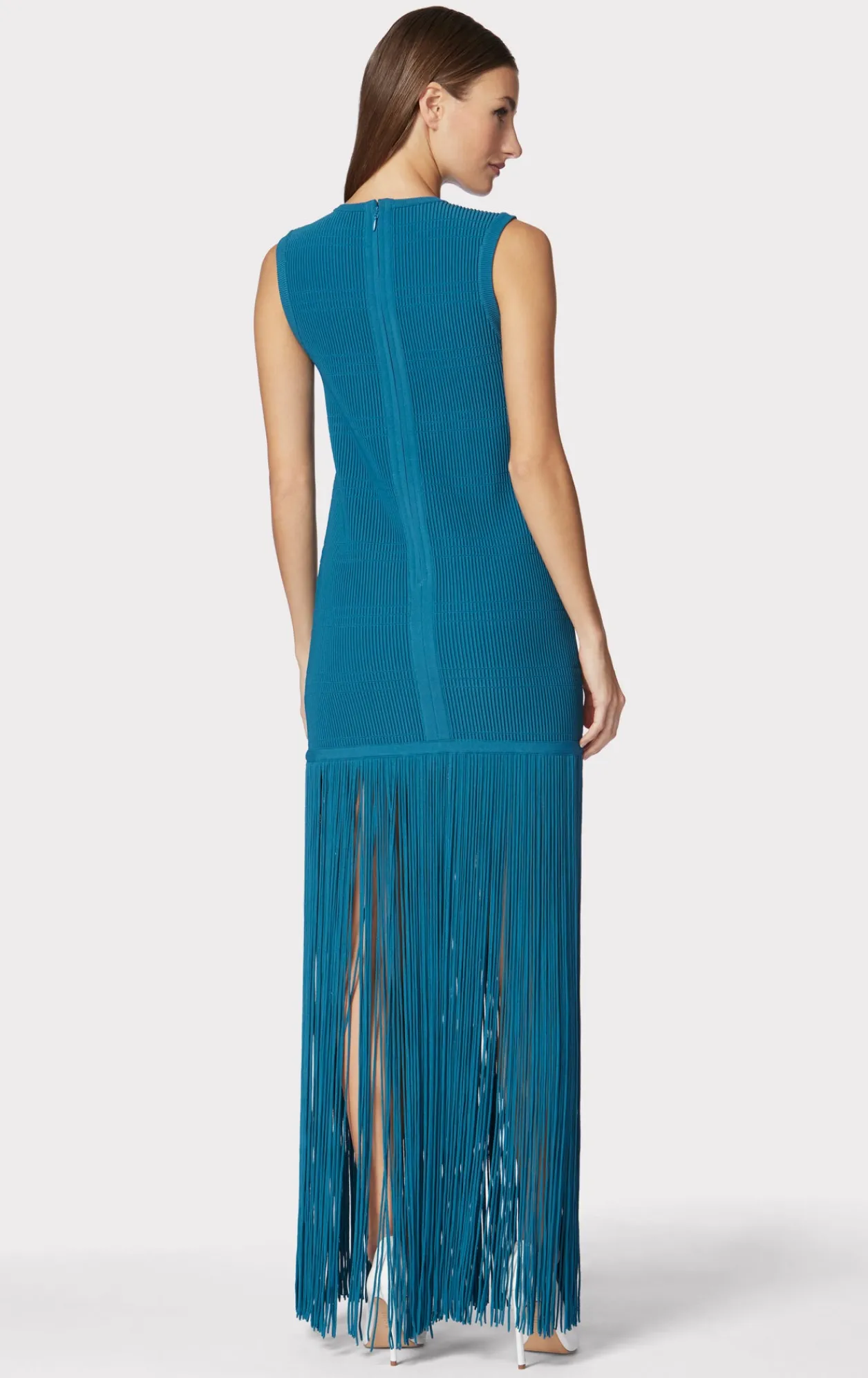 Dresses|Gowns-Hervé Léger OTTOMAN SHADOW STRIPE FRINGE GOWN TIDAL WAVE
