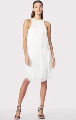 Dresses-Hervé Léger RACER FRINGE MINI DRESS ALABASTER