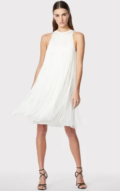 Dresses-Hervé Léger RACER FRINGE MINI DRESS ALABASTER
