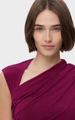 Dresses|Gowns-Hervé Léger RUCHED MATTE JERSEY DRAPED GOWN SANGRIA