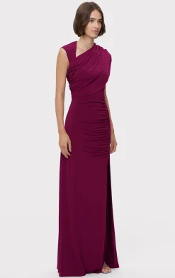 Dresses|Gowns-Hervé Léger RUCHED MATTE JERSEY DRAPED GOWN SANGRIA