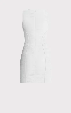 Dresses-Hervé Léger RUCHED MESH MINI DRESS ALABASTER