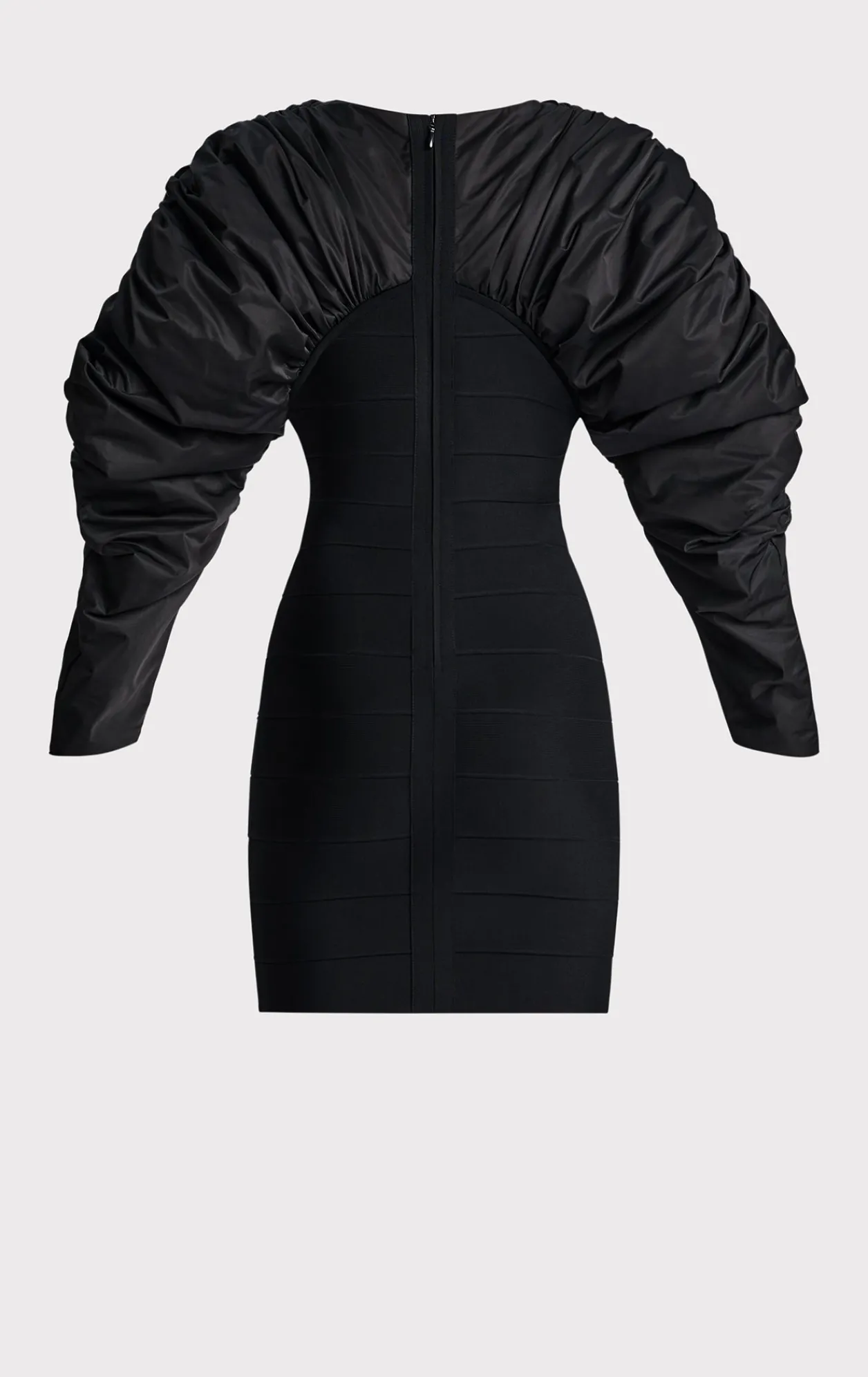 Dresses-Hervé Léger RUCHED NYLON MINI DRESS BLACK