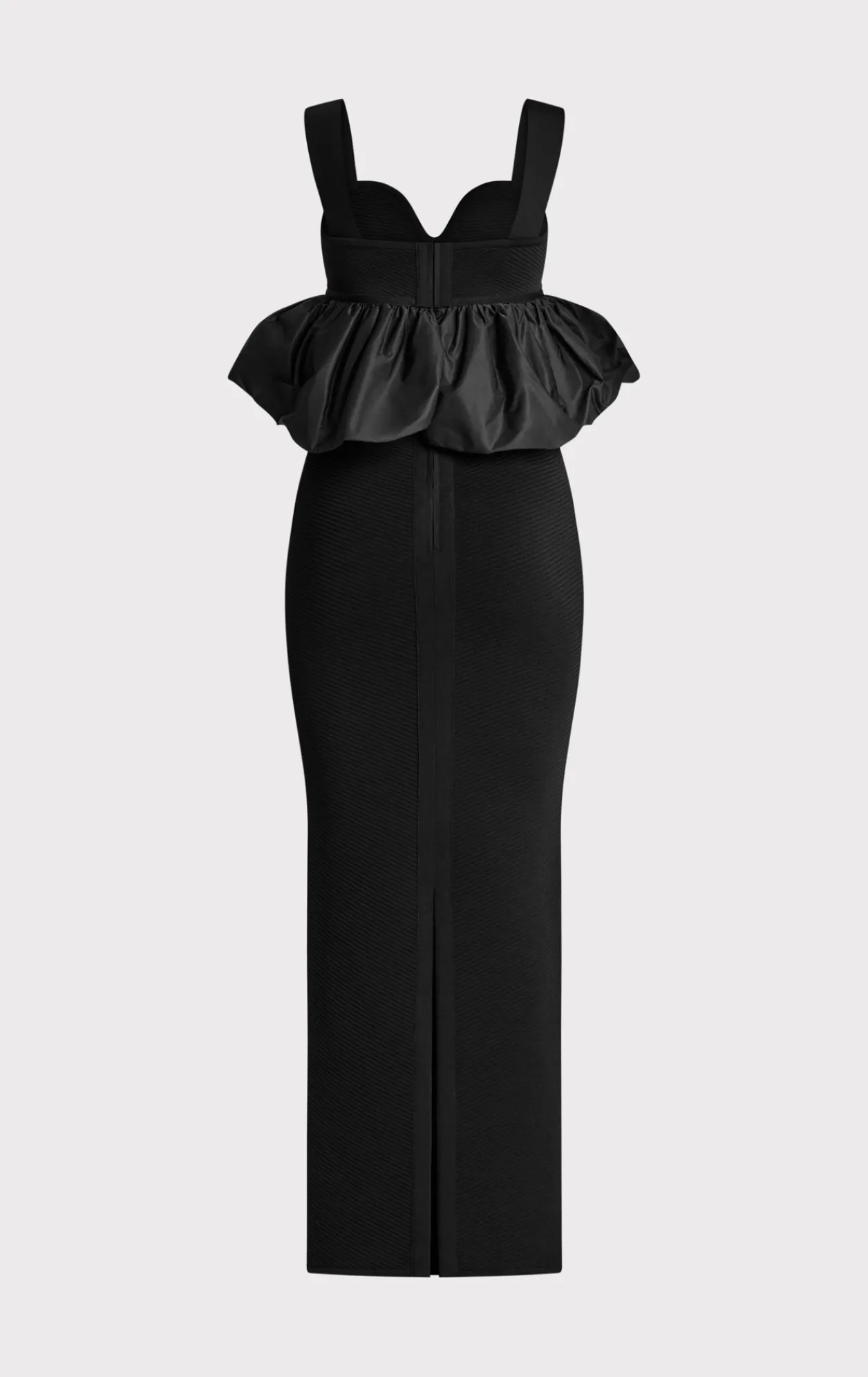 Dresses|Gowns-Hervé Léger RUCHED NYLON PEPLUM GOWN BLACK