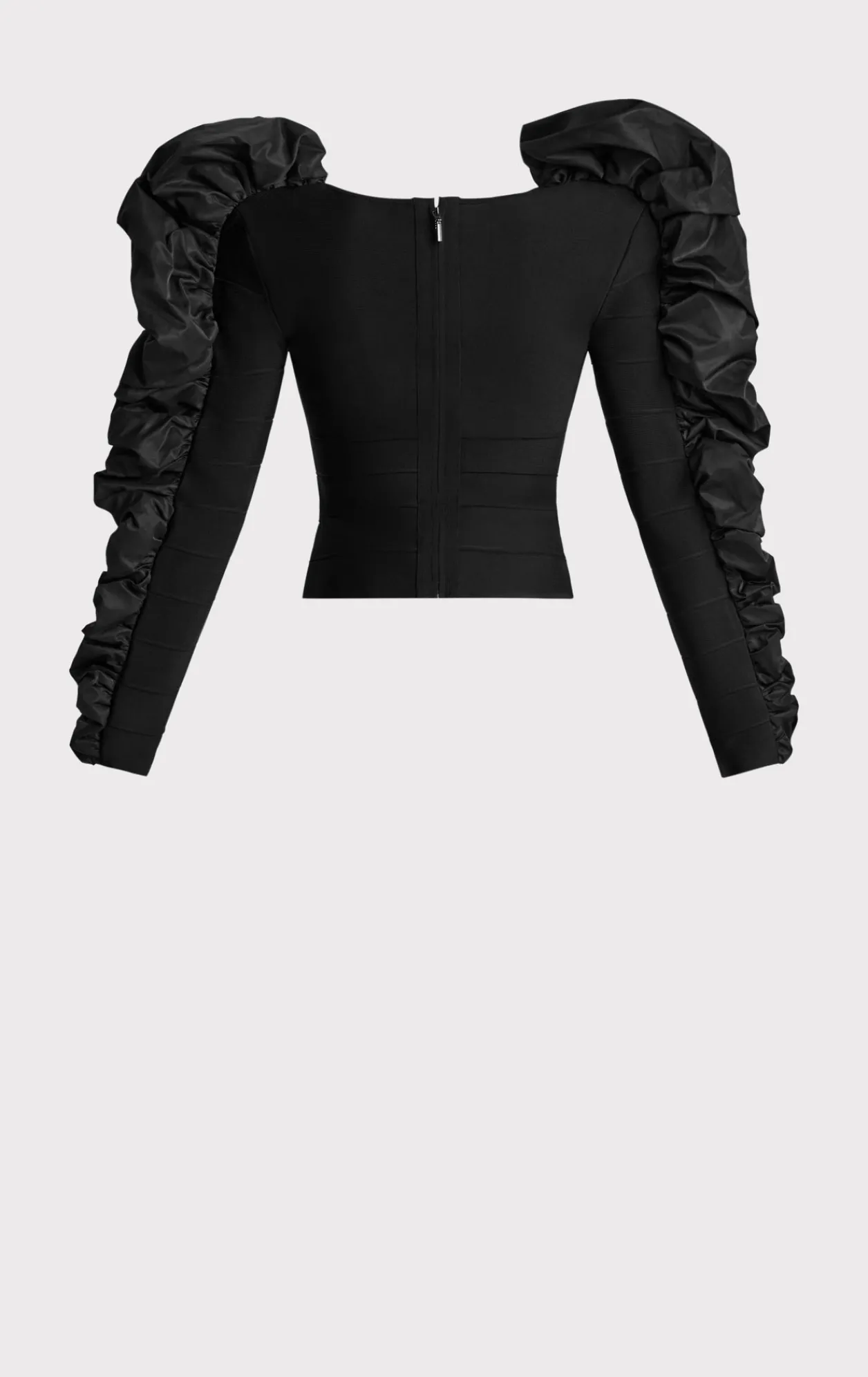 Separates|Tops-Hervé Léger RUCHED NYLON RUFFLE TOP BLACK