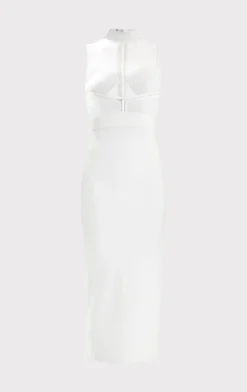 Dresses-Hervé Léger SHEER INTARSIA BUSTIER MIDI DRESS ALABASTER
