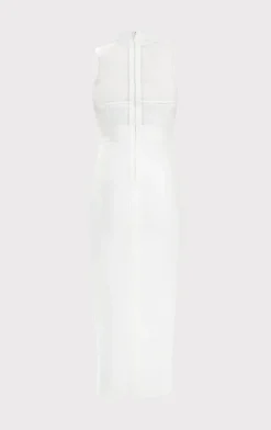 Dresses-Hervé Léger SHEER INTARSIA BUSTIER MIDI DRESS ALABASTER