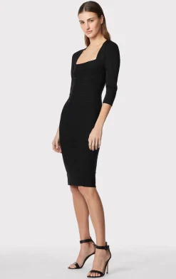 Dresses-Hervé Léger SQUARE NECK ICON DRESS BLACK