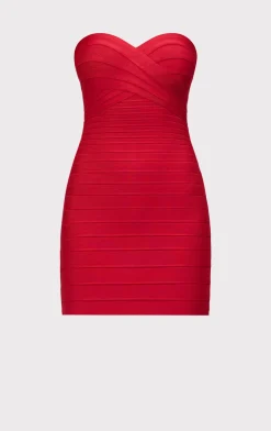 Dresses-Hervé Léger STRAPLESS BANDAGE MINI DRESS LIPSTICK RED