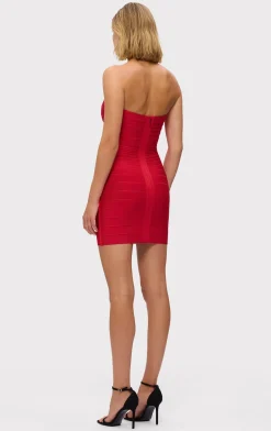 Dresses-Hervé Léger STRAPLESS BANDAGE MINI DRESS LIPSTICK RED