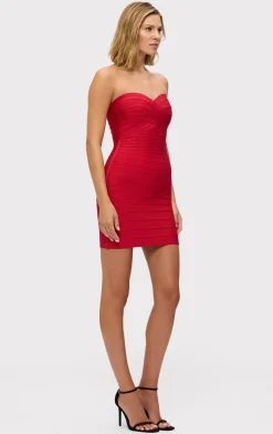 Dresses-Hervé Léger STRAPLESS BANDAGE MINI DRESS LIPSTICK RED