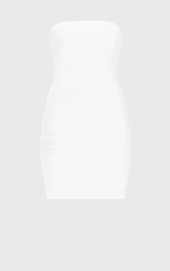 Dresses-Hervé Léger STRAPLESS BANDED MINI DRESS ALABASTER