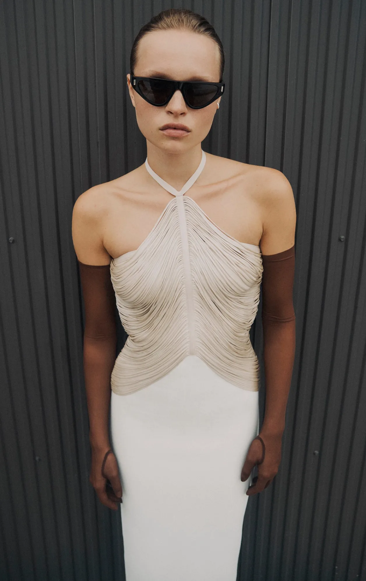Dresses|Gowns-Hervé Léger THE ADDISON DRESS CHALK ALABASTER