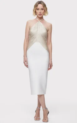 Dresses|Gowns-Hervé Léger THE ADDISON DRESS CHALK ALABASTER