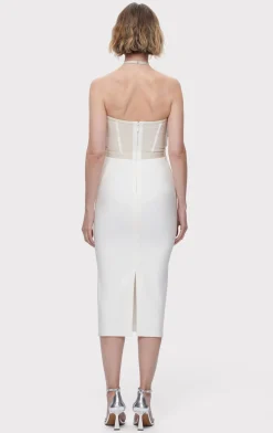 Dresses|Gowns-Hervé Léger THE ADDISON DRESS CHALK ALABASTER