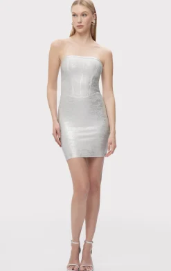 Dresses-Hervé Léger THE AVERY DRESS SILVER FOIL