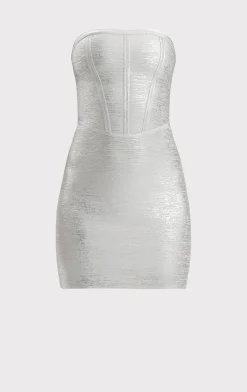 Dresses-Hervé Léger THE AVERY DRESS SILVER FOIL