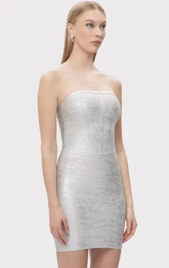 Dresses-Hervé Léger THE AVERY DRESS SILVER FOIL