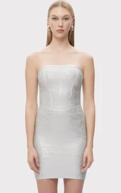 Dresses-Hervé Léger THE AVERY DRESS SILVER FOIL