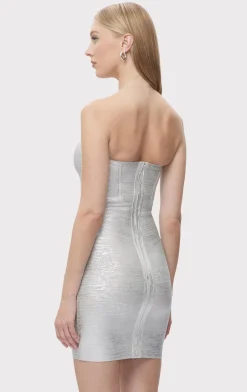 Dresses-Hervé Léger THE AVERY DRESS SILVER FOIL