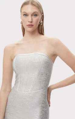 Dresses-Hervé Léger THE AVERY DRESS SILVER FOIL