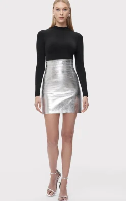 Separates|Bottoms-Hervé Léger THE CLARA SKIRT SILVER FOIL