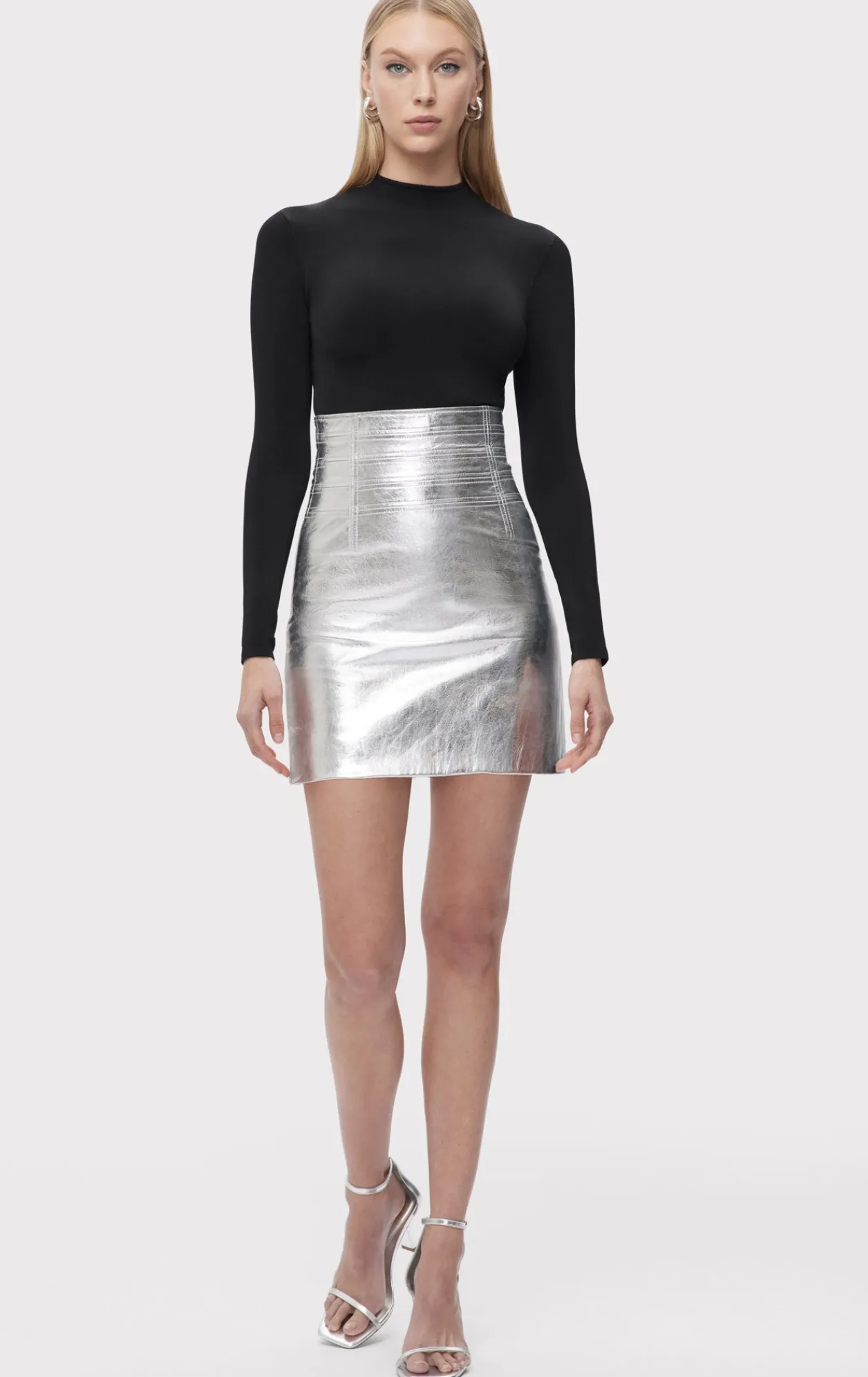 Separates|Bottoms-Hervé Léger THE CLARA SKIRT SILVER FOIL