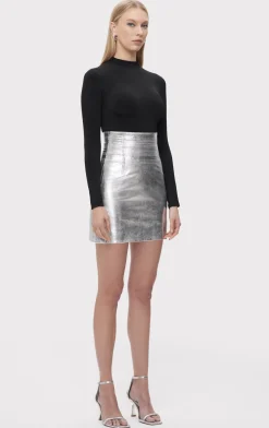 Separates|Bottoms-Hervé Léger THE CLARA SKIRT SILVER FOIL