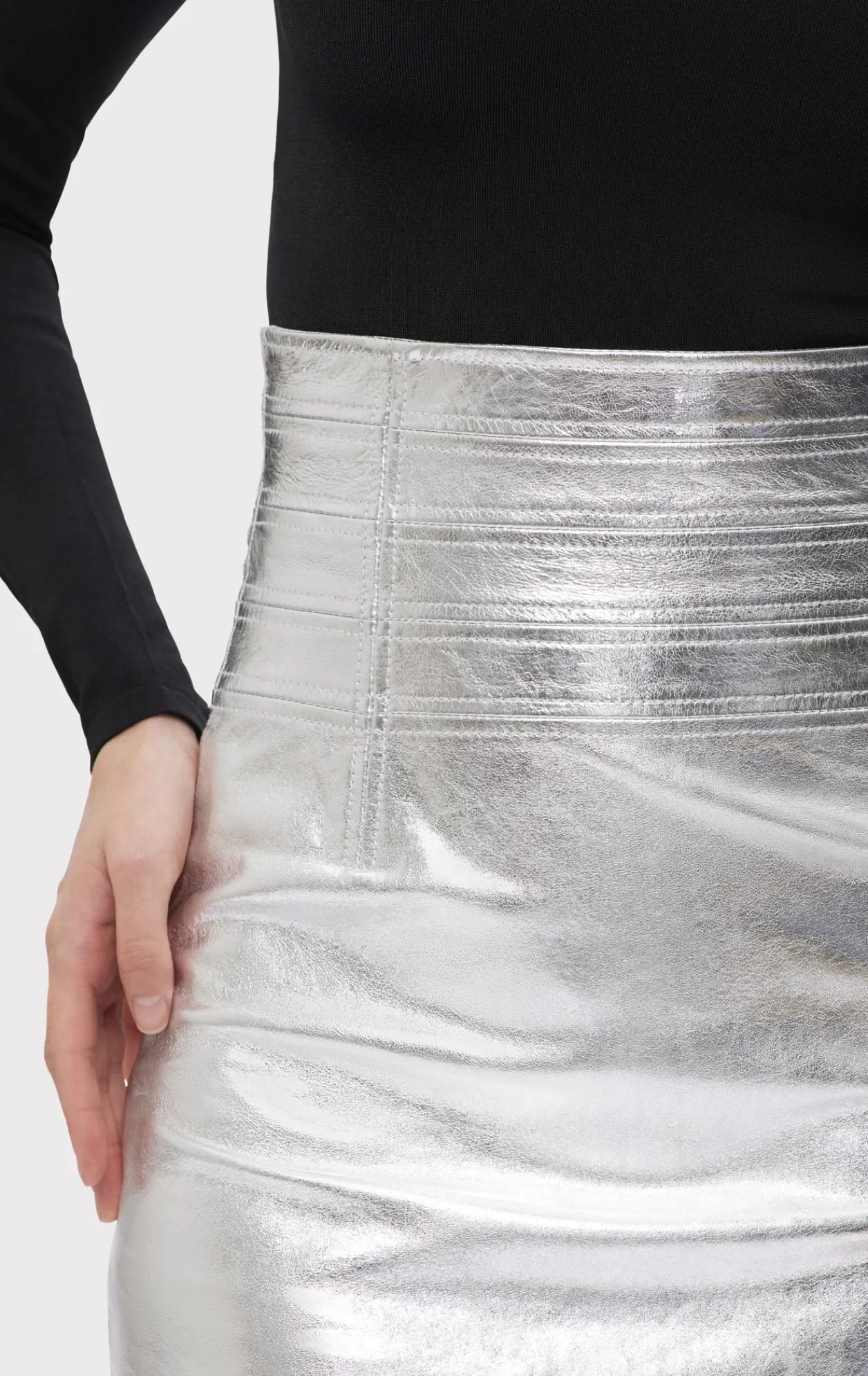 Separates|Bottoms-Hervé Léger THE CLARA SKIRT SILVER FOIL