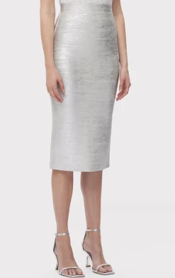 Separates|Bottoms-Hervé Léger THE ELENA SKIRT SILVER FOIL