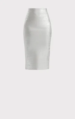Separates|Bottoms-Hervé Léger THE ELENA SKIRT SILVER FOIL