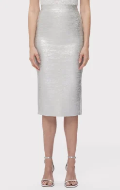 Separates|Bottoms-Hervé Léger THE ELENA SKIRT SILVER FOIL