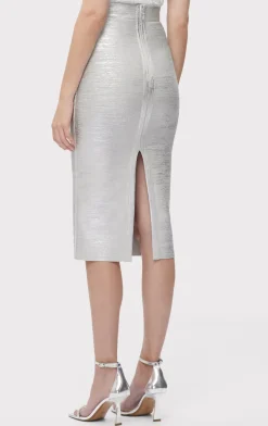 Separates|Bottoms-Hervé Léger THE ELENA SKIRT SILVER FOIL