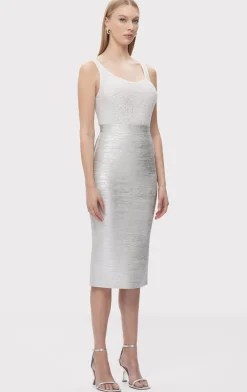 Separates|Bottoms-Hervé Léger THE ELENA SKIRT SILVER FOIL