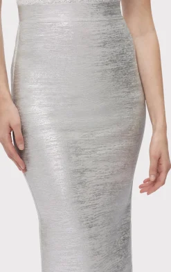 Separates|Bottoms-Hervé Léger THE ELENA SKIRT SILVER FOIL